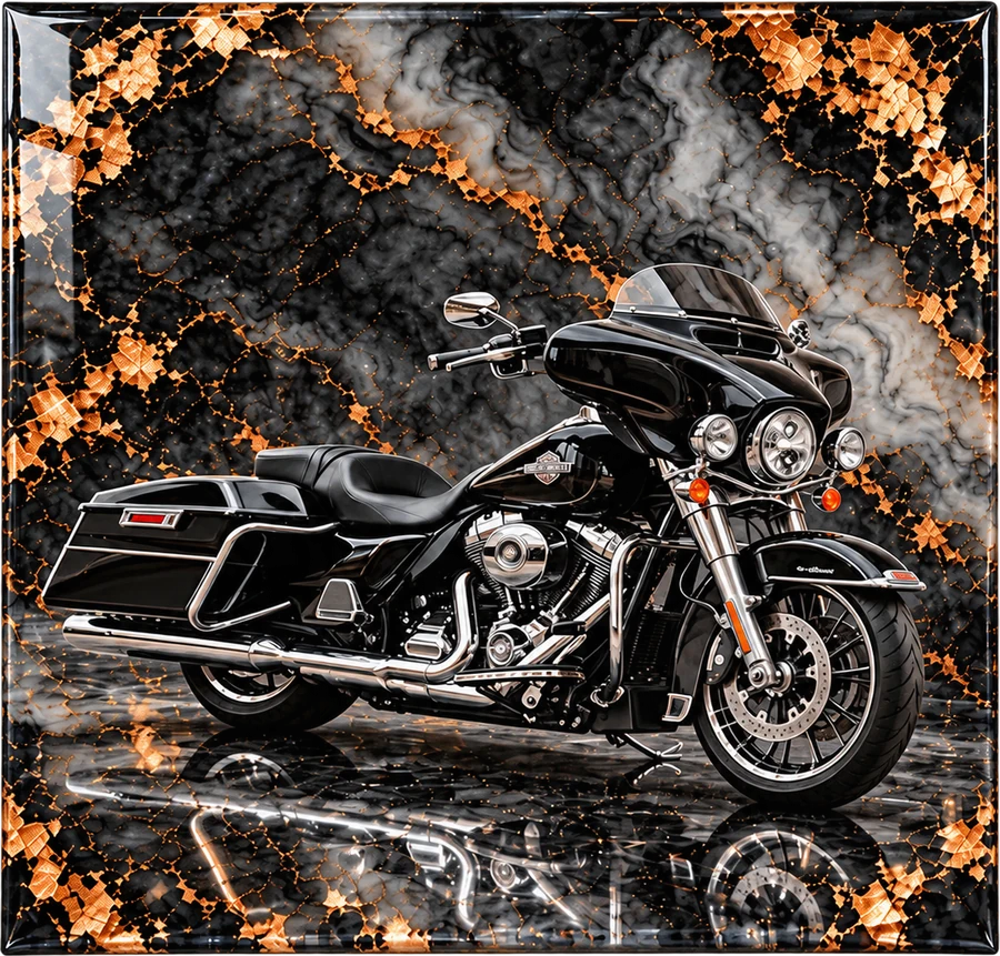 Touring Bagger Motorcycle, Glitter Resin Art
