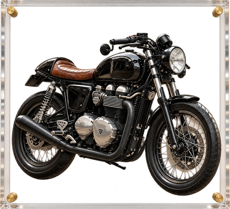 Cafe Racer Motorcycle, 3D Art Acrylic Framing