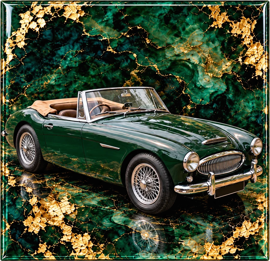 Classic Convertible Roadster, Glitter Resin Art