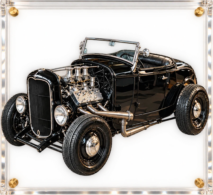 Hot Rod Roadster, 3D Art Acrylic Framing