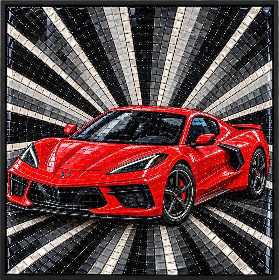 Mid-Engine Sports Car, Resin Mosaic Art