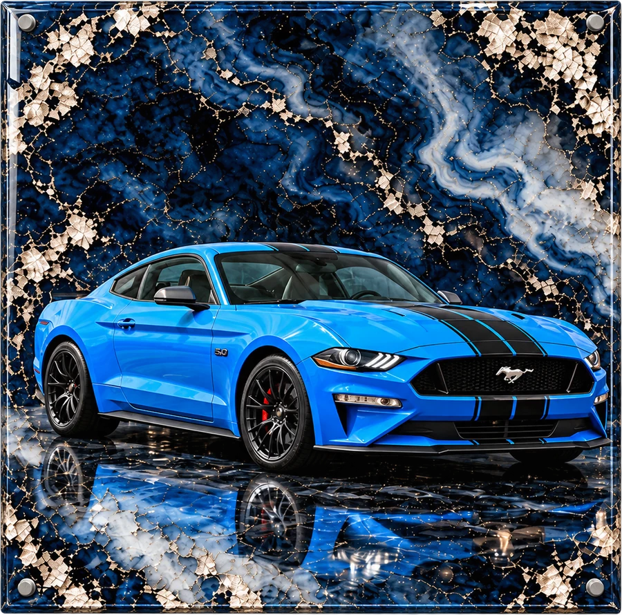 Modern Pony Car, Glitter Resin Art
