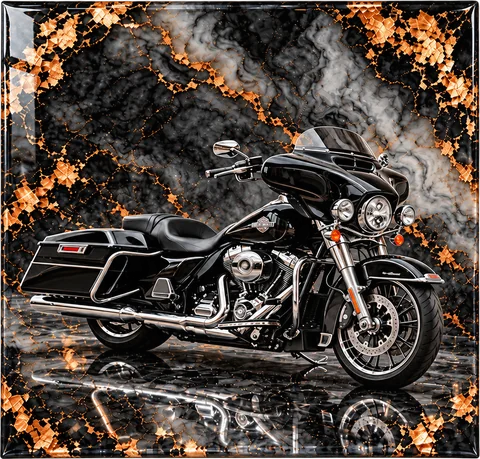 Touring Bagger Motorcycle, Glitter Resin Art