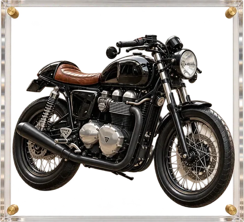 Cafe Racer Motorcycle, 3D Art Acrylic Framing