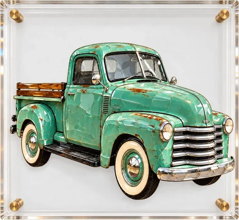 Vintage Pickup Truck, 3D Art Acrylic Framing