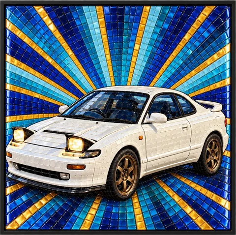 '90s Sports Coupe, Resin Mosaic Art