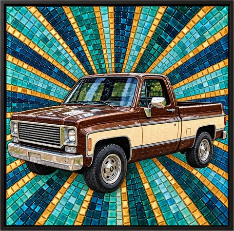 Square-Body Pickup, Resin Mosaic Art