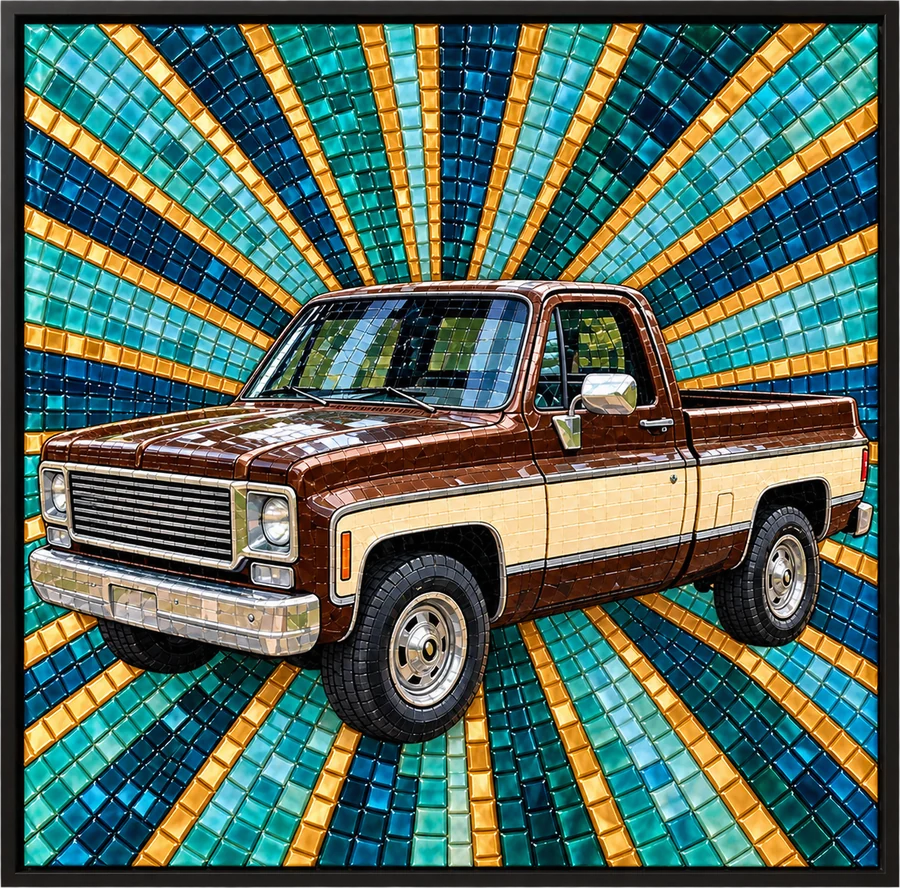 Square-Body Pickup, Resin Mosaic Art
